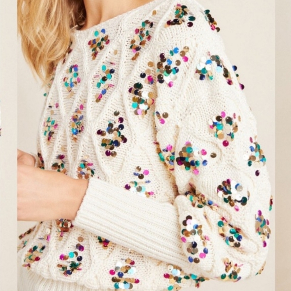 Anthropologie Lara Sequin Sweater - Picture 3 of 9